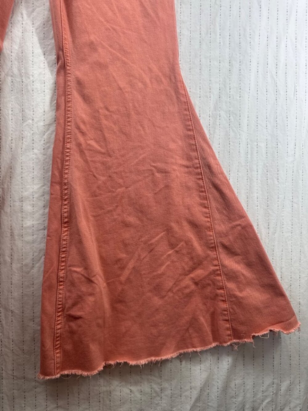 Shyanne Womens Jeans Sz 32 Peach Flare Leg Tulip-Pocket Boho Hippie Festival - Picture 6 of 14